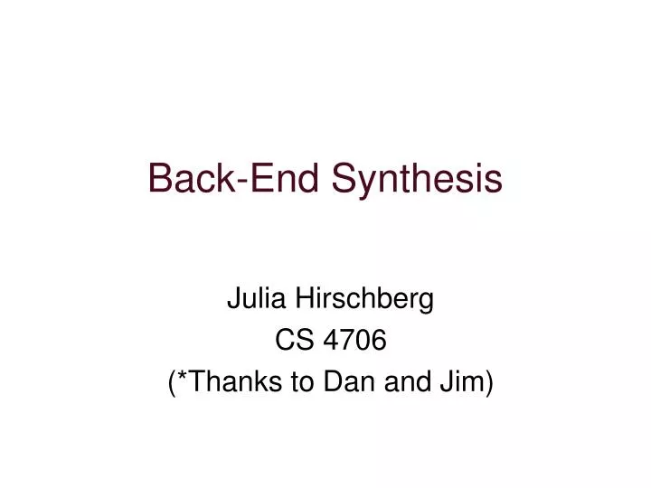 back end synthesis
