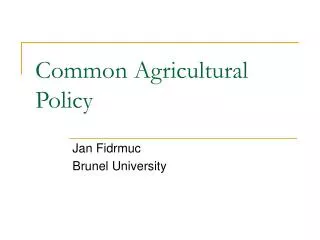 Common Agricultural Policy