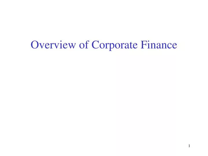 overview of corporate finance