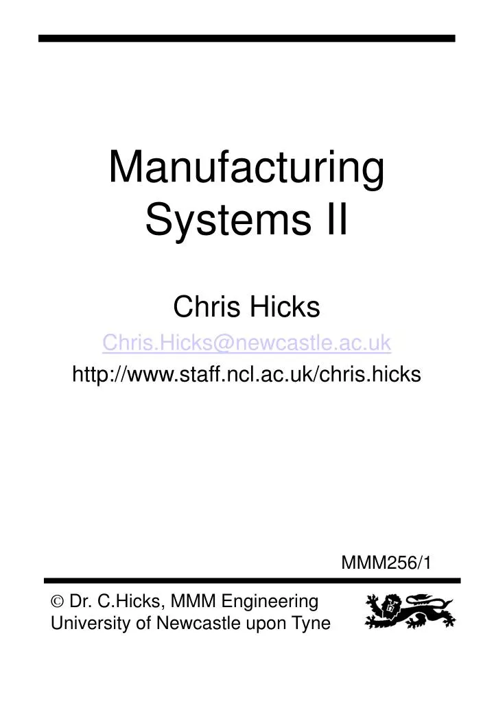 manufacturing systems ii