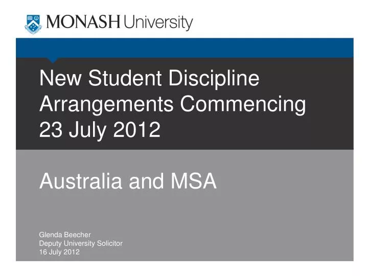 new student discipline arrangements commencing 23 july 2012 australia and msa