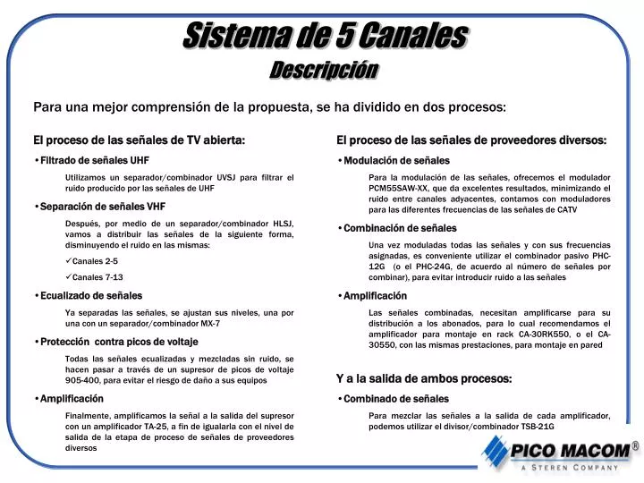 sistema de 5 canales