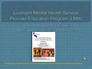 Licensed Mental Health Service Provider Education Program (LMH)