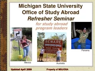 Michigan State University Office of Study Abroad Refresher Seminar