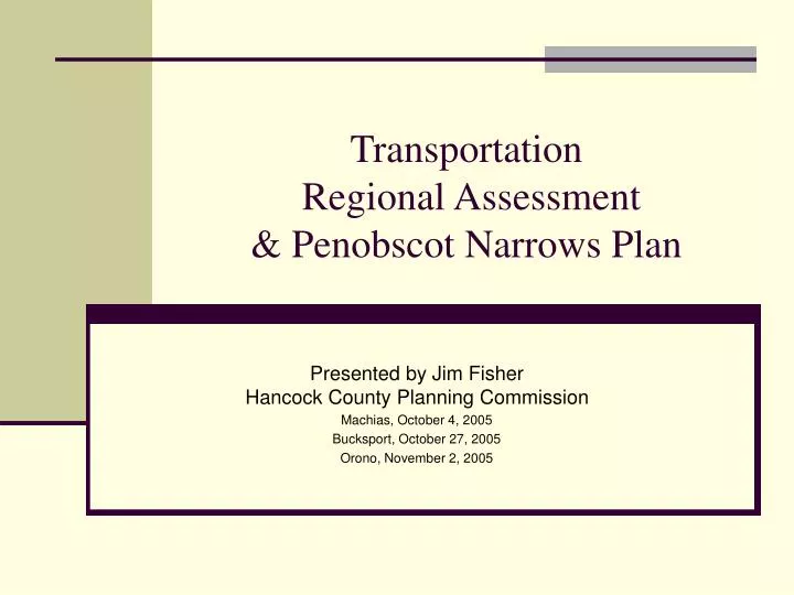 transportation regional assessment penobscot narrows plan