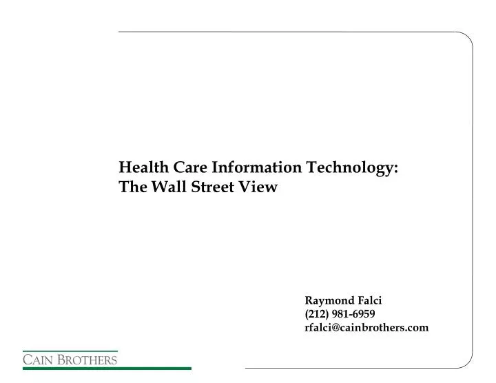 health care information technology the wall street view