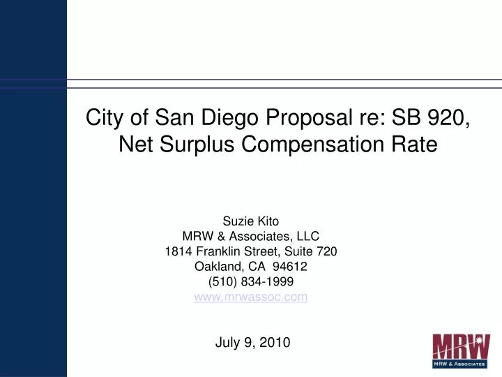 city of san diego proposal re sb 920 net surplus compensation rate