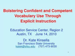 Bolstering Confident and Competent Vocabulary Use Through Explicit Instruction