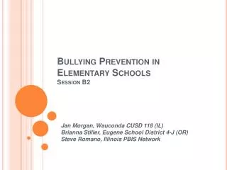Bullying Prevention in Elementary Schools Session B2