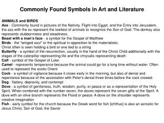 Commonly Found Symbols in Art and Literature