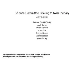 Science Committee Briefing to NAC Plenary