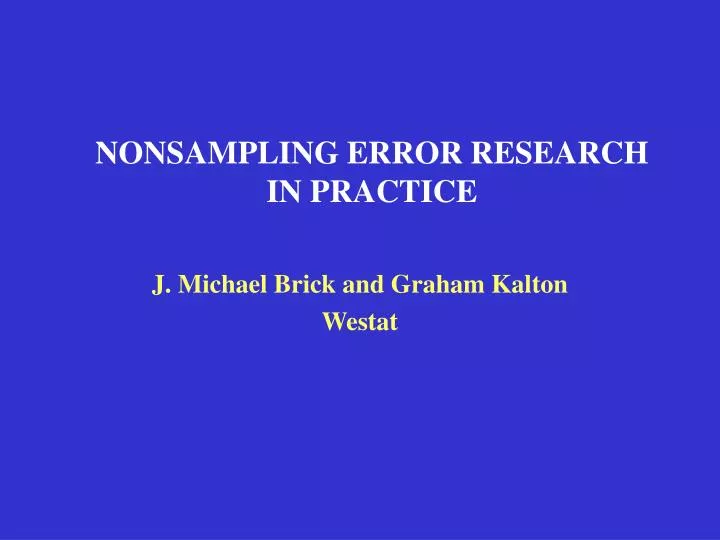 nonsampling error research in practice