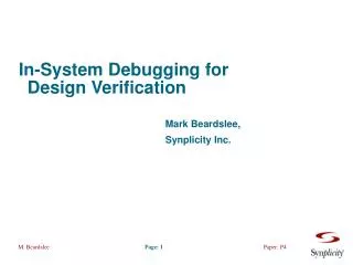 In-System Debugging for Design Verification