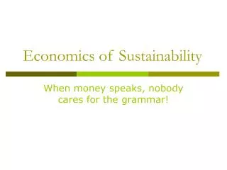 Economics of Sustainability