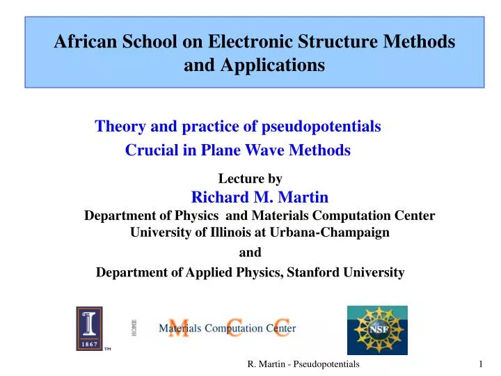 african school on electronic structure methods and applications