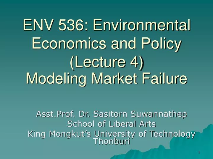 env 536 environmental economics and policy lecture 4 modeling market failure
