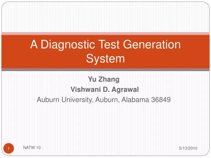 a diagnostic test generation system
