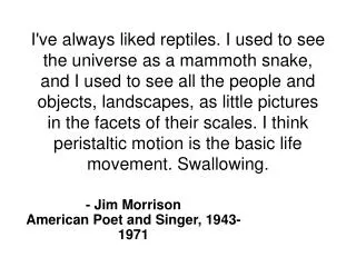 - Jim Morrison American Poet and Singer, 1943-1971