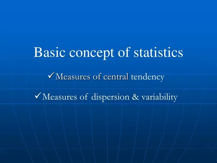 basic concept of statistics