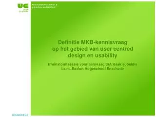 Definitie MKB-kennisvraag op het gebied van user centred design en usability