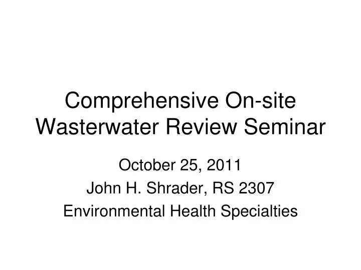 comprehensive on site wasterwater review seminar