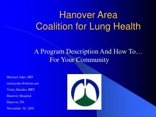 Hanover Area Coalition for Lung Health