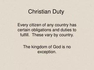 Christian Duty