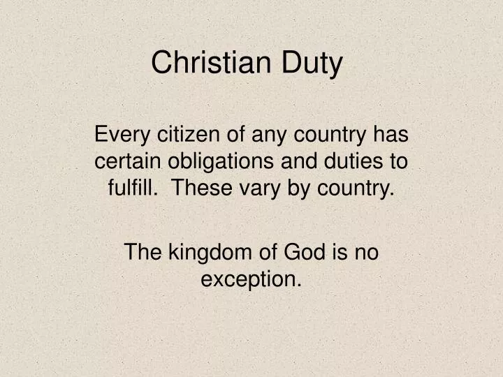 christian duty