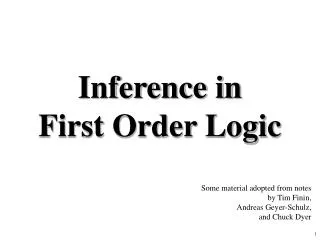Inference in First Order Logic