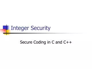 Integer Security