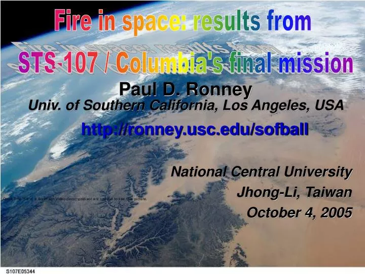 paul d ronney univ of southern california los angeles usa http ronney usc edu sofball