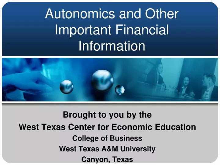 autonomics and other important financial information