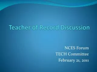 Teacher of Record Discussion