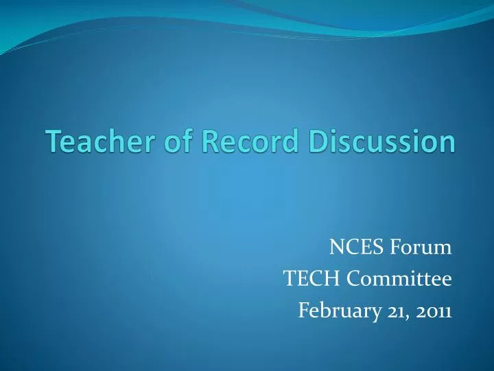teacher of record discussion