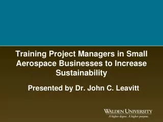 Training Project Managers in Small Aerospace Businesses to Increase Sustainability