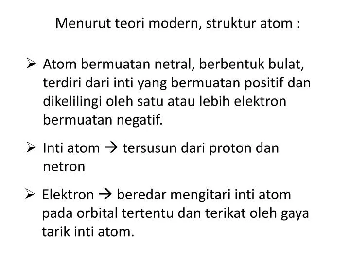 menurut teori modern struktur atom