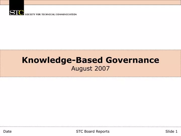 knowledge based governance august 2007