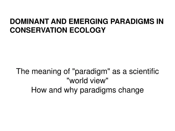 the meaning of paradigm as a scientific world view how and why paradigms change