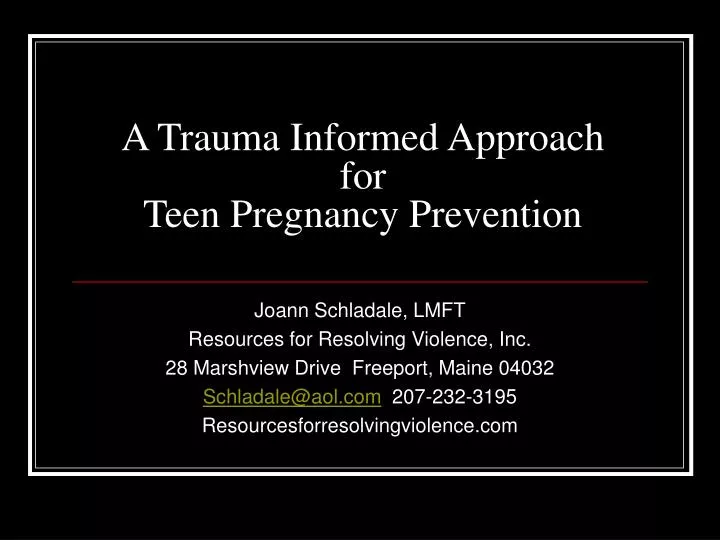 a trauma informed approach for teen pregnancy prevention