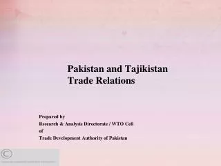 Pakistan and Tajikistan Trade Relations