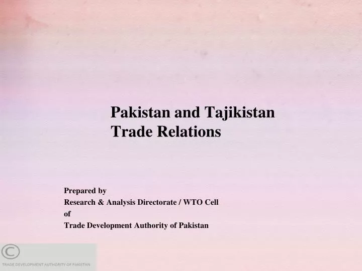 pakistan and tajikistan trade relations