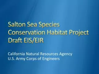 S a lton Sea Species Conservation Habitat Project Draft EIS/EIR