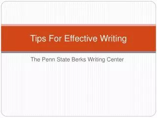 Tips For Effective Writing