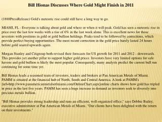 bill hionas discusses where gold might finish in 2011