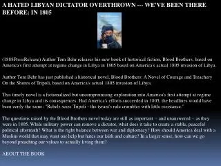 a hated libyan dictator overthrown --- we've been there befo
