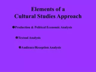 Elements of a Cultural Studies Approach