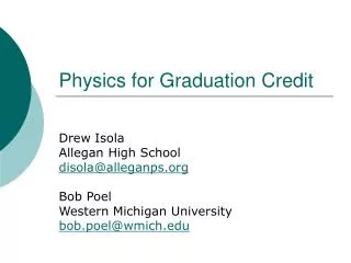 Physics for Graduation Credit