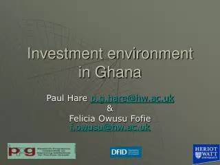 Investment environment in Ghana