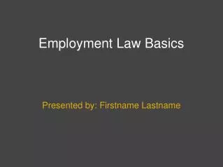 Employment Law Basics