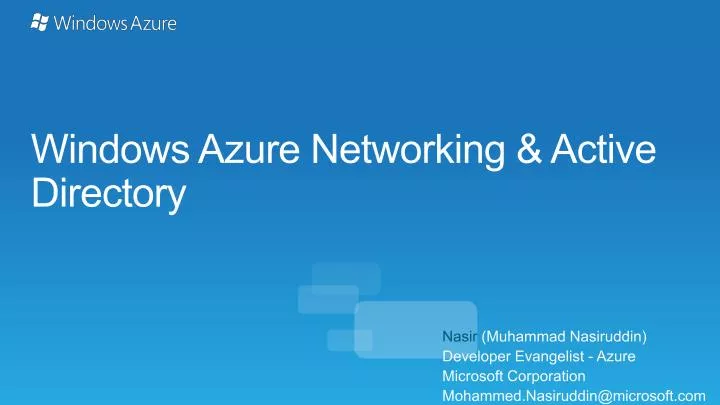 windows azure networking active directory